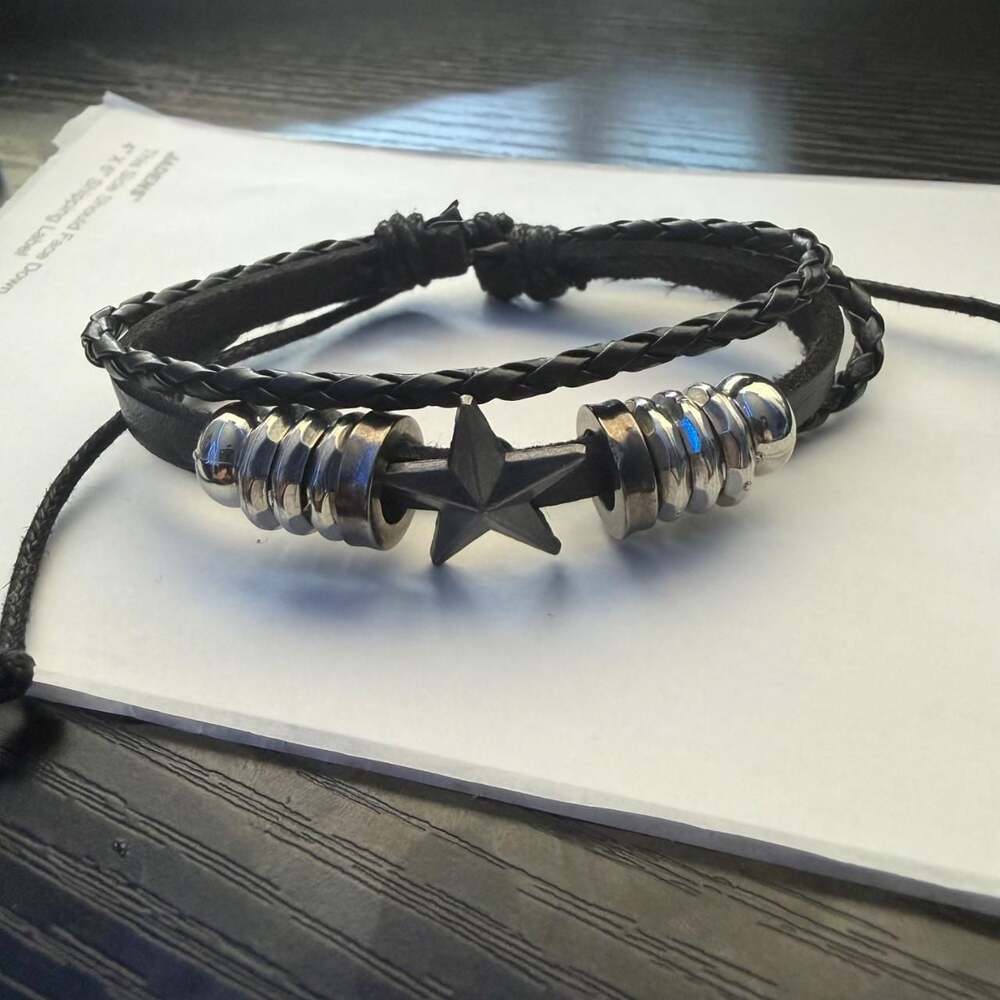 Unbranded Star Charm Braided Leather Cord Bracelet